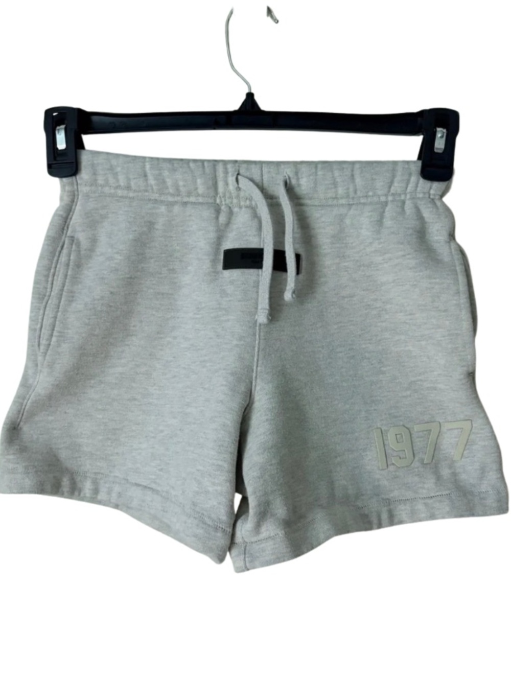 Fear of God Essentials Youth 1977 Sweat Shorts, Heather gray, size 8